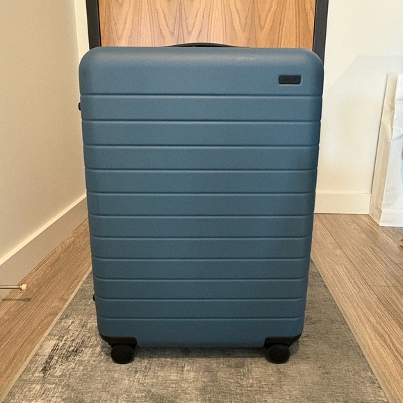 Away Medium Checked Luggage in Coast Blue - Picture 1 of 5
